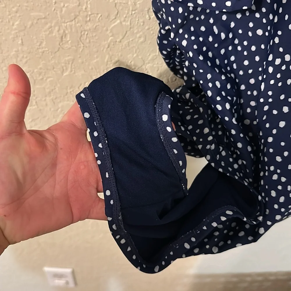 Kona sol dark blue polka dot swim suit k